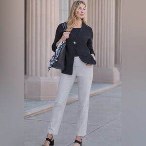 J Jill Wearever Light Gray Pull On Straight Leg Pants Stretch Medium stretch